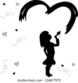 Girl Paint Heart Stock Vector (Royalty Free) 126877973 | Shutterstock