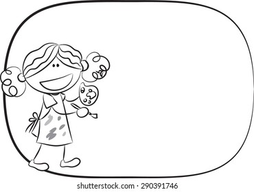 girl painting with blank sign board