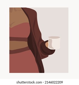 girl in pajamas with brown style coffee