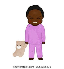 Girl in pajamas with stuffed toy 03