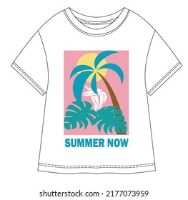 girl palm summer  artwork for tee