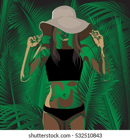 Girl and palms