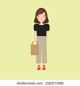 A Girl with paper bag