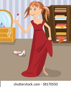 Girl in parent's room (vector version)