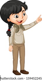 Girl in park ranger uniform on white background illustration