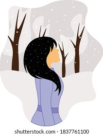 girl in the park in winter