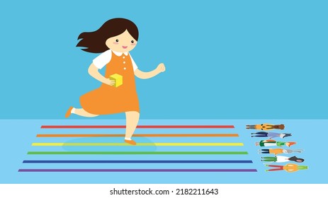 girl participates in relay race