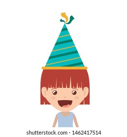 girl with party hat in birthday celebration