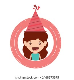 girl with party hat in birthday celebration