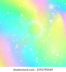 Girl Pattern. Green Princess Invitation. Magic Hologram. Fairytale Universe Invite. Yellow Magical Gradient. Pink Abstract Background. Rainbow Backdrop. Stars Girl Pattern.