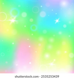 Girl Pattern. Purple Kawaii Hologram. Rainbow Invitation. Iridescent Magical Invite. Pink Universe Gradient. Blue Blurred Background. Princess Glitter. Cute Girl Pattern.