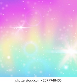 Girl Pattern. Purple Unicorn Background. Magic Gradient. Holographic Pastel Effect. Pink Abstract Invitation. Blue Fantasy Hologram. Fairy Backdrop. Dream Girl Pattern.