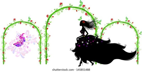 The girl in the pattern vector illustration
