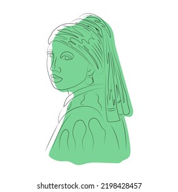 Girl with a Pearl Earring line art, color spots