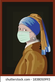 Girl with a Pearl Earring with Mask