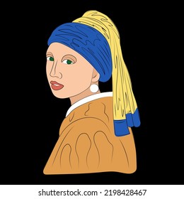 Girl with a Pearl Earring minimalistic portrait