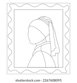 Girl with a pearl earring. Painting by the artist Vermeer. Vector illustration