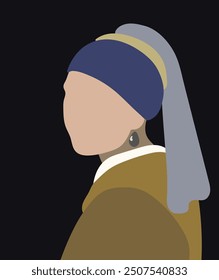 Girl with a pearl earring. vector illustration