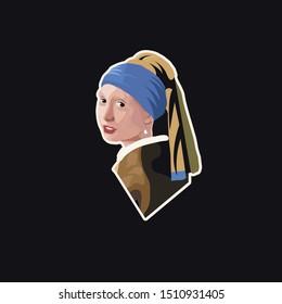 The Girl With The Pearl Vector Portrait