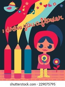 girl and pencils