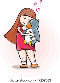 girl with penguin