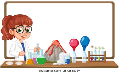 Girl performing science experiments with enthusiasm and curiosity