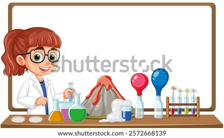 Girl performing science experiments with enthusiasm and curiosity