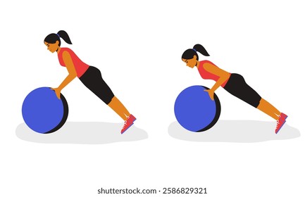 girl performing Stability Ball Push Ups, demonstrating strength, balance, and control. 