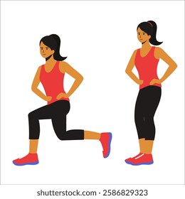 girl performing Warm-Up Exercises, designed to prepare the body for an effective workout. The animation showcases a variety of warm-up movements such as arm circles, leg swings, torso twists, jumping 