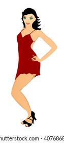 Girl performs a dancing move. Isolated vector illustration