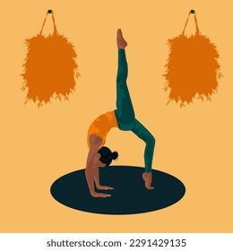 The girl performs the exercise.