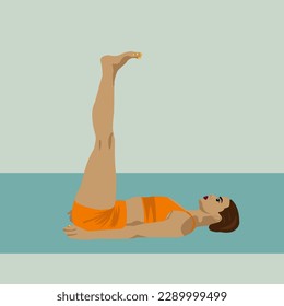 The girl performs the exercise in the bent candle pose.