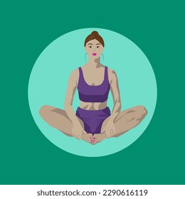The girl performs the exercise in the butterfly pose.