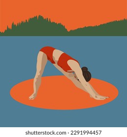 The girl performs an exercise - a lateral lunge.