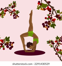 The girl performs a handstand.