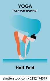 Niña lleva a cabo el ejercicio de yoga a medias - ilustración vectorial