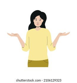 A girl in perplexity. Cartoon style. Vector illustration. 