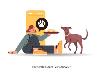 girl pet owner with cute dog spending time together best friends domestic animal friendship concept