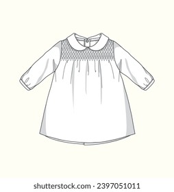 girl peter pan collar tee blouse flat sketch illustration