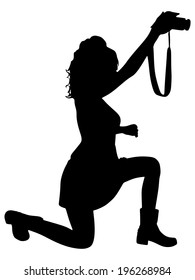 Girl photographer taking a picture, vector 