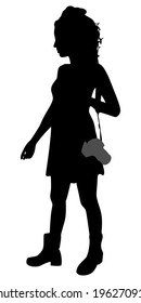 Girl photographer taking a picture, vector