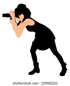 Girl photographer taking a picture, vector 