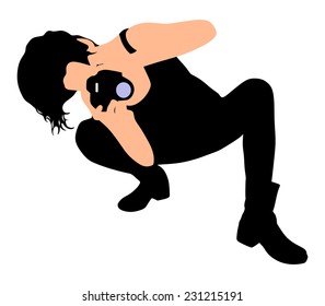 Girl photographer taking a picture, vector 