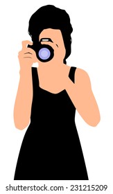 Girl photographer taking a picture, vector 