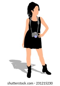 Girl photographer taking a picture, vector 