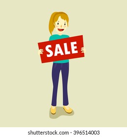 Girl pick Sale sign