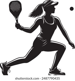 Girl Pickleball Player silhouette vector