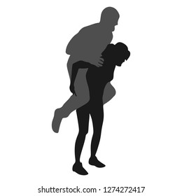 Girl Piggyback boyfriend , vector 