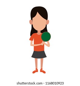 Girl with ping pong racket