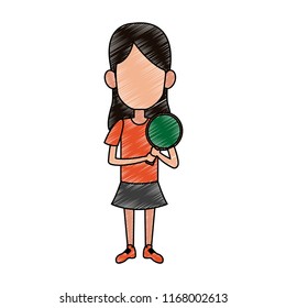 Girl with ping pong racket scribble